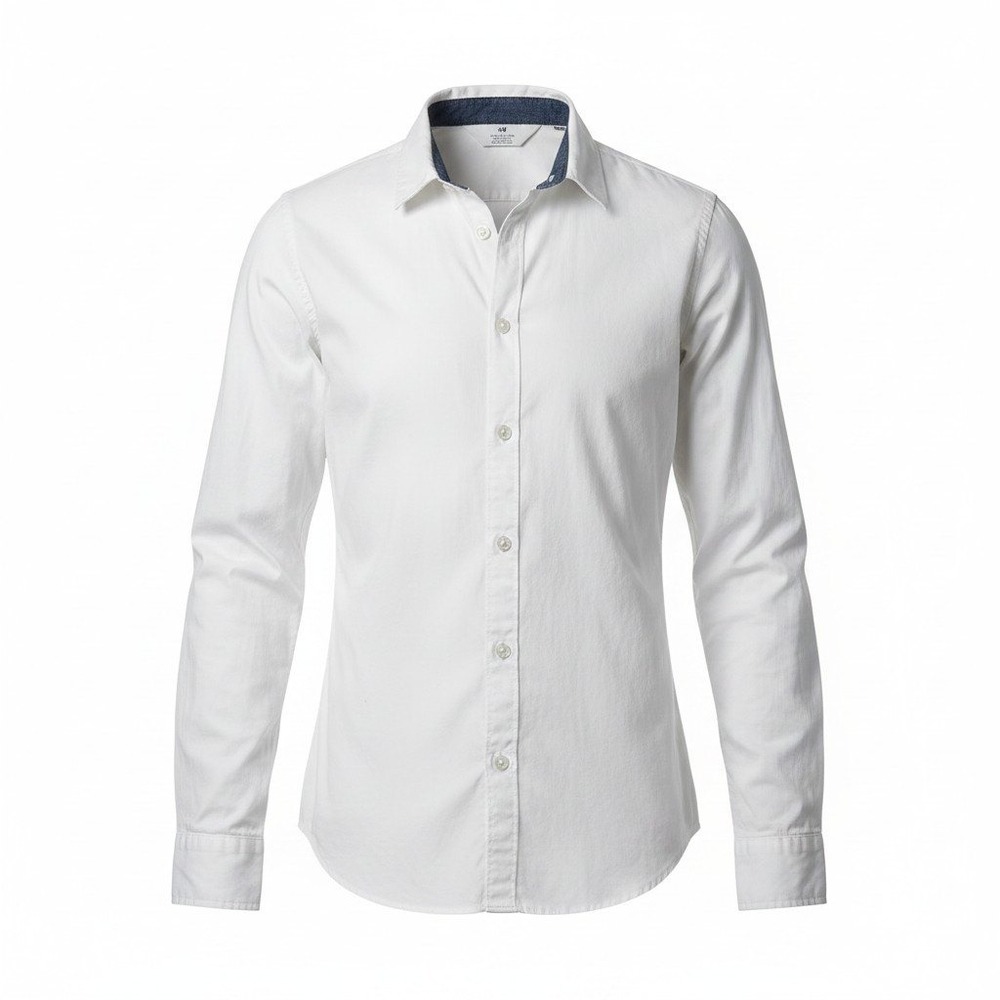 HM Boys White Cotton Long Sleeve Button Down Shirt Size 12-13Y US 16 Dress Shirt
